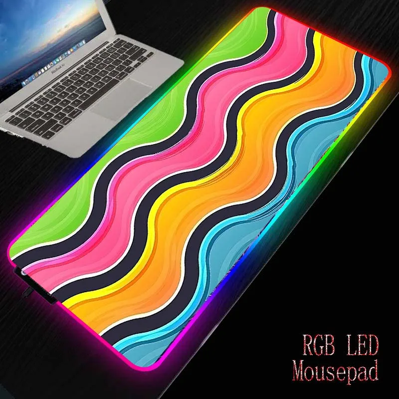 MRGBEST радужные цвета RGB игровой большой компьютерный коврик для мыши геймер XXL