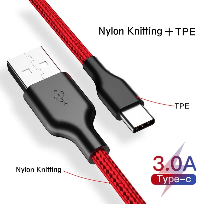 Usb type-C кабель 3A для huawei samsung Xiaomi Redmi Note 7 K20 Pro мобильный телефон Быстрая зарядка USBC type-c провод шнур USB-C зарядное устройство