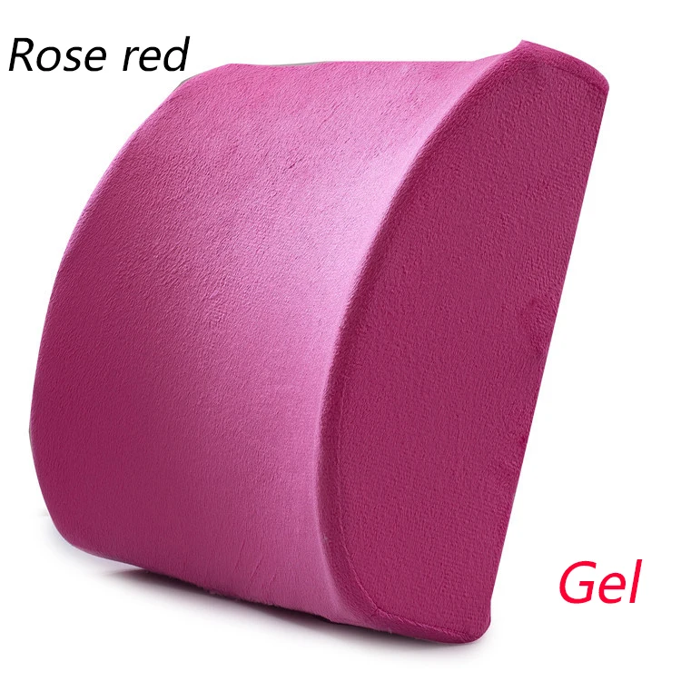 rose red gel Подушка для спины, летняя, удобная, поясничная, поддержка, подушка, мягкая, медленный отскок, пена памяти, гелевая, поясничная, офисное кресло, поясная подушка - Цвет: rose red gel