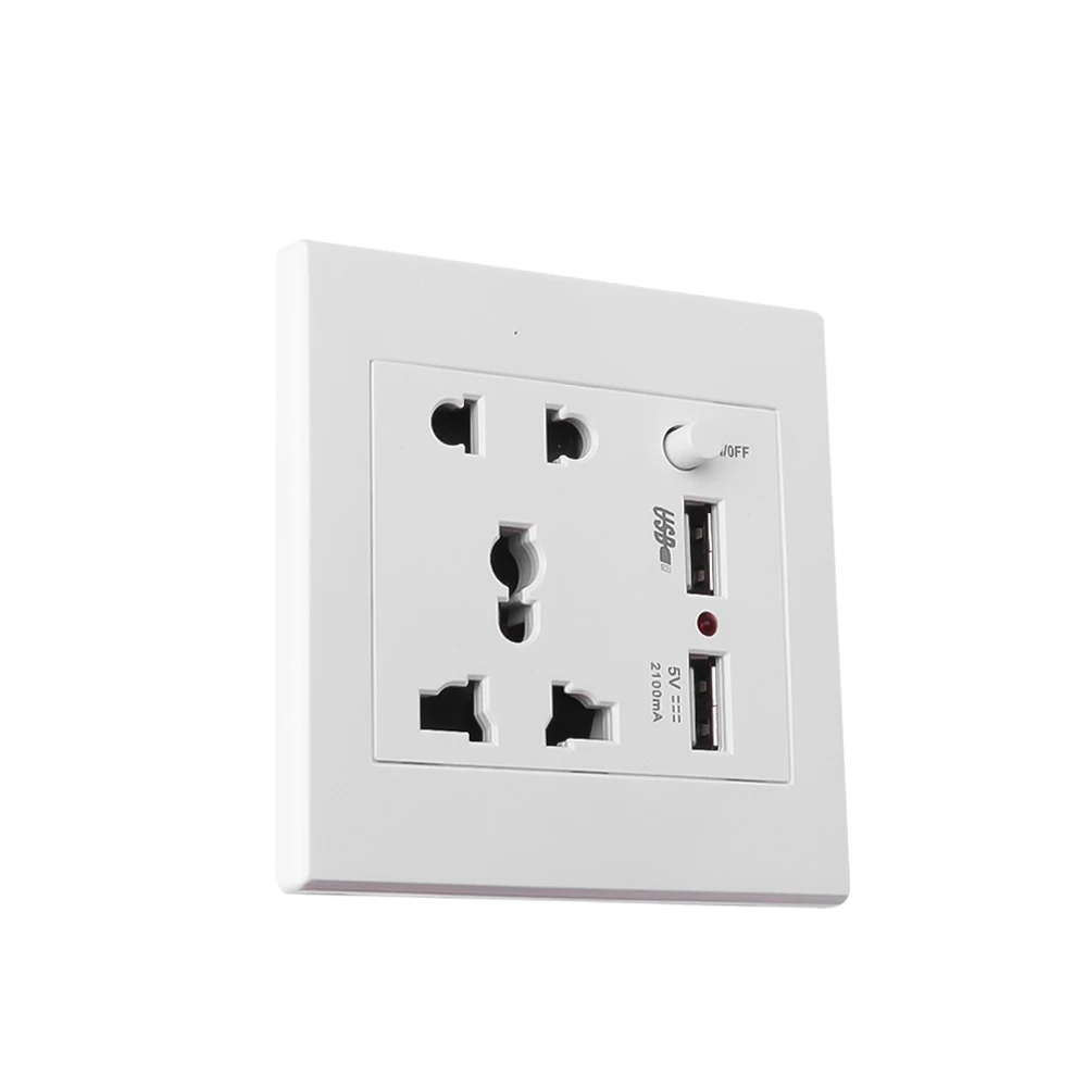 Electrical Socket Power Socket AC 110-250V Universal Wall Socket Panel With 2 USB Port Plug Charger Switch EU US UK AU USB Wall Socket