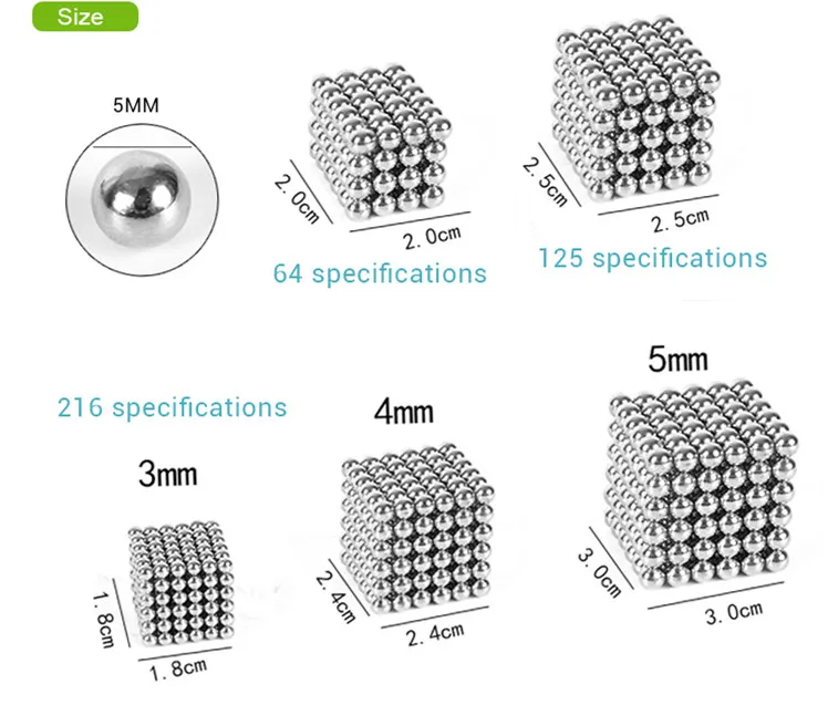 216pc Mini Magnet Ball DIY Magic Cube Building Blocks Construction toys for Kids Educational Bucky Magnetic Balls Set Puzzle Toy