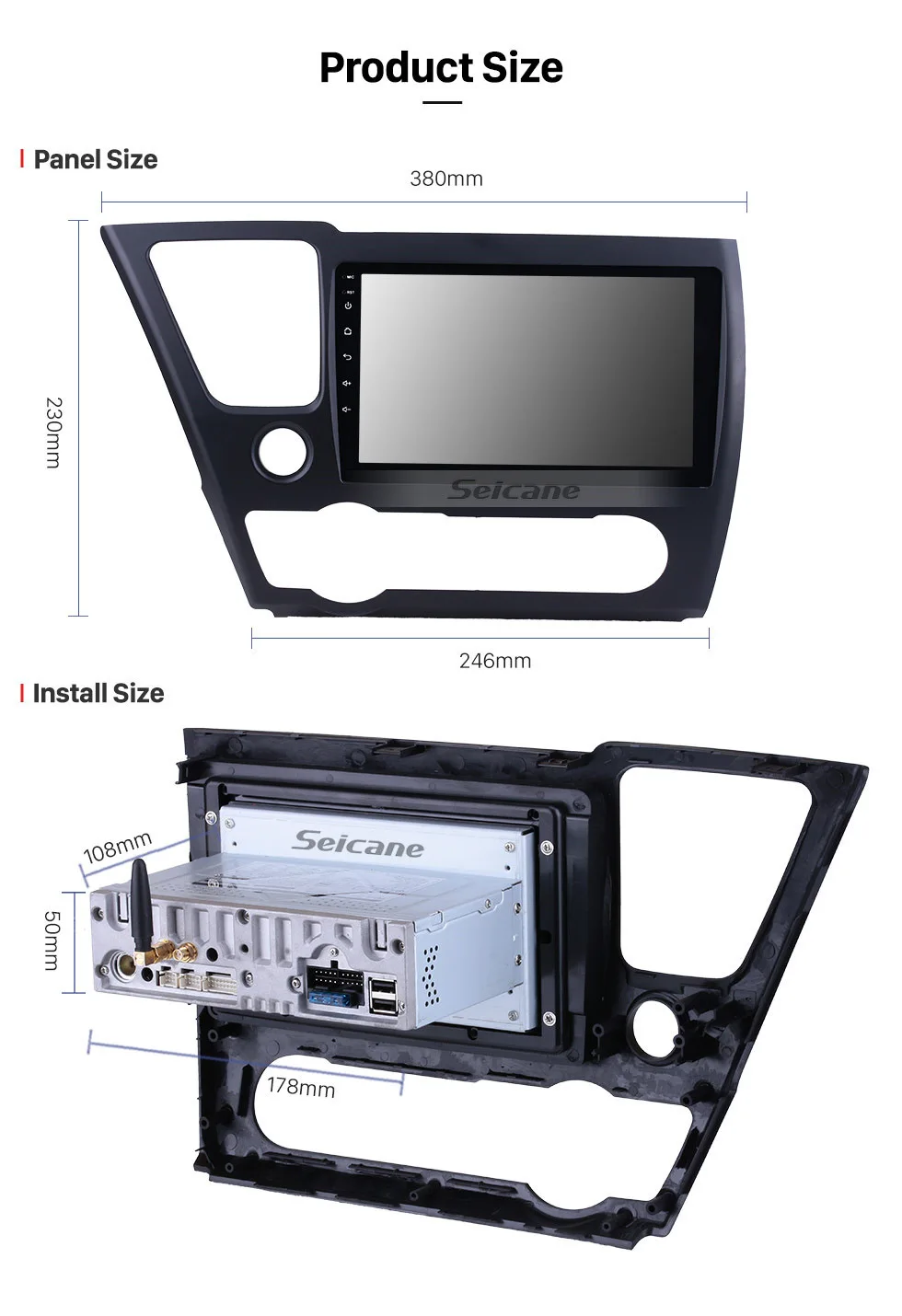 Seicane Автомобильный мультимедийный пейер для Honda Civic " Android 9,0 Bluetooth HD 1024*600 сенсорный экран автомобиля радио