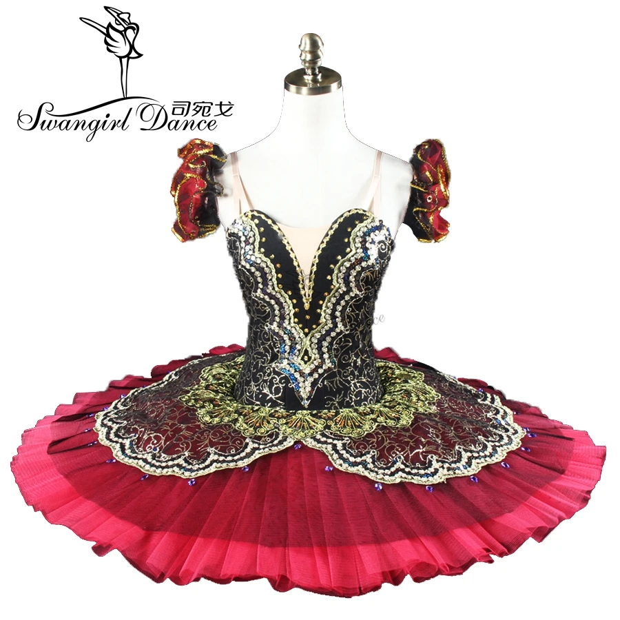 women red gold professional tutu for girls pancake tutu red performance tutu ballet kids ballet tutu child BT8941