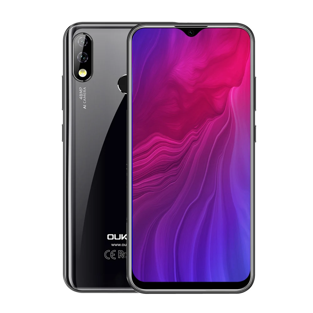 OUKITEL Y4800 6G+ 128GB 6," 19,5: 9 FHD+ Android 9,0 мобильный телефон Восьмиядерный отпечаток пальца 4000mAh 9 V/2A Лицо ID OTG Smartph - Цвет: Черный