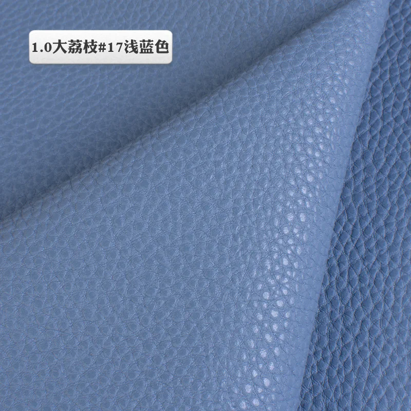 100x138 см искусственная кожа 1 мм утолщаются литчи ПУ кожа ткани искусственная кожа DIY диваны-мешки украшения дома Однотонная искусственная искусственная кожа Ткань для шитья DIY Сумка Обувь Материал - Цвет: 17 Light Blue