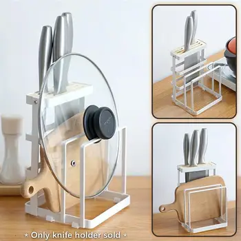 

Metal Steel Cutting Board Holder Multifunction Pot Knife Drying Rack Counter Display Stand Storage Shelf Kitchen Organizer