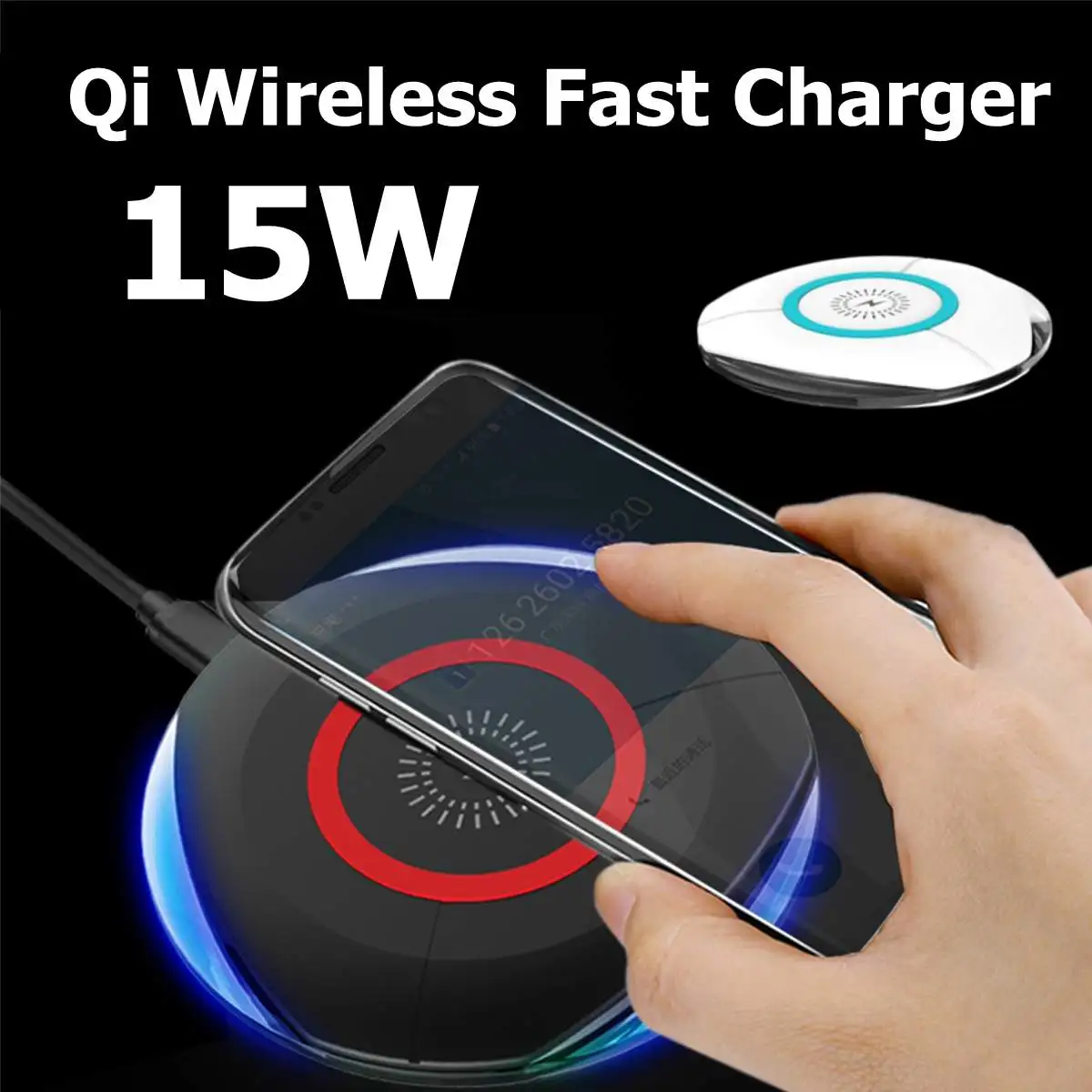 LEORY светодиодный дыхательный светильник 15 Вт Беспроводное зарядное устройство Qi быстрая Беспроводная зарядная площадка для HuaWei Xiaomi Vivo