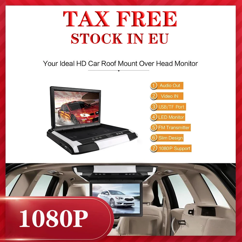 

10.4'' Roof Mount Display Multimedia TFT LCD Car Monitors video input Radio Flip Down AV Monitor for audio Android DVD Player