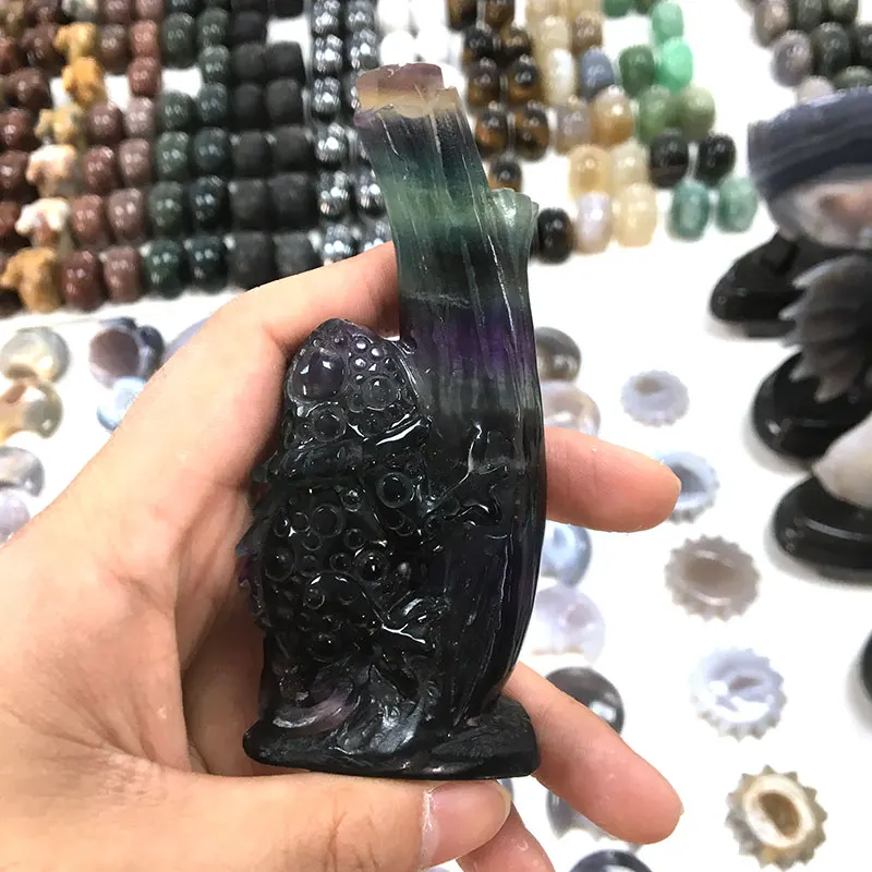 fluorite Натуральный ручной резной флюорит Хамелеон энергетический Целебный Камень коллекция украшений для дома подарок LP - Цвет: fluorite