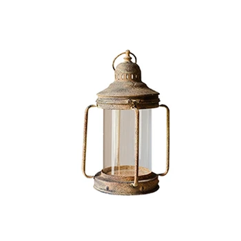 

Retro Metal Glass Candle Lantern Indoor Candlestick Decorative Lampshade