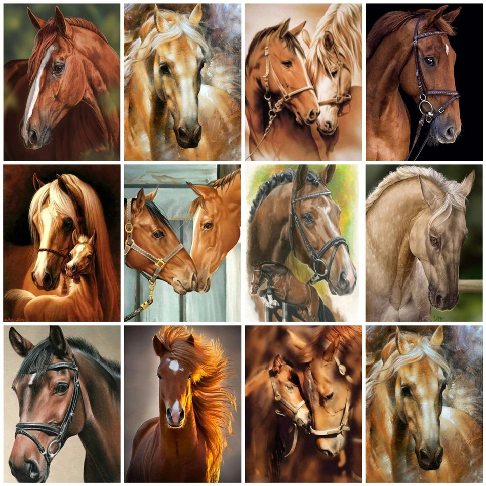 

AZQSD Diamond Painting Embroidery Animal DIY Diamond Mosaic Cross Stitch Horse Rhinestones Home Decor