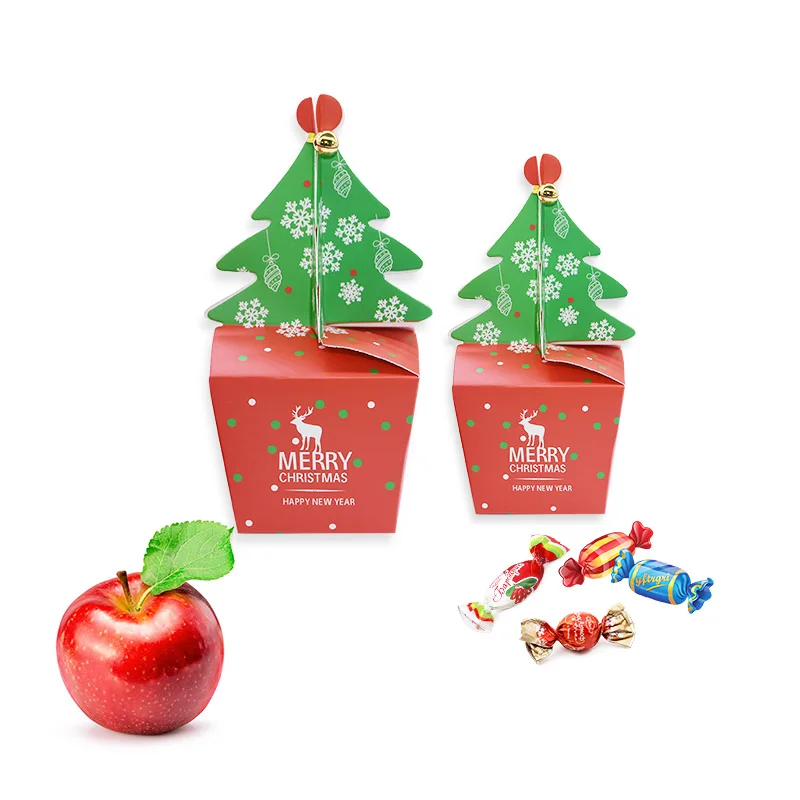 5Pcs Christmas Apple Box Candy Box christmas Party Favors Cookie Chocolate Packaging Supplies DIY Wrapper Paper Boxes Decor