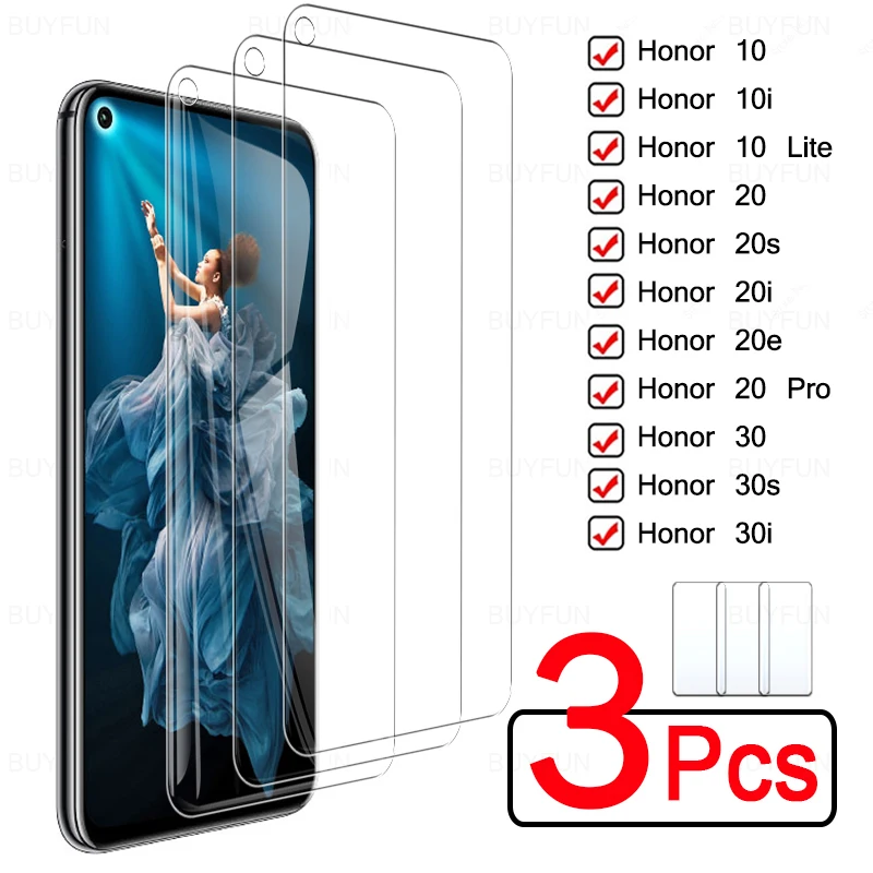 3 шт. 9H противоударное закаленное стекло для Honor 20 Pro 20e 20i 30 30s i 10 Lite 10i защита экрана