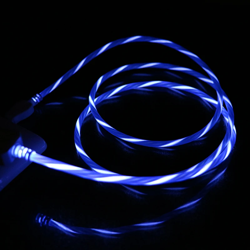 Светодиодный светящийся кабель для мобильного телефона type C Micro USB яркие лампы на