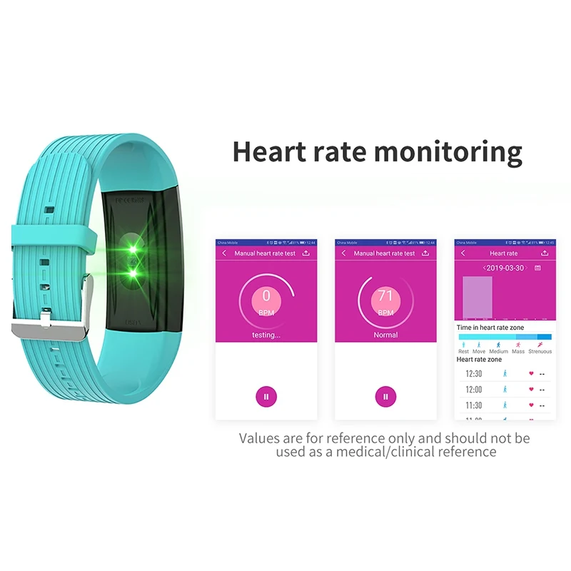 Fitness Tracker Blood Pressure Monitoring Wristband Waterproof Touch Screen Smart Watch Wristband For iOS Android