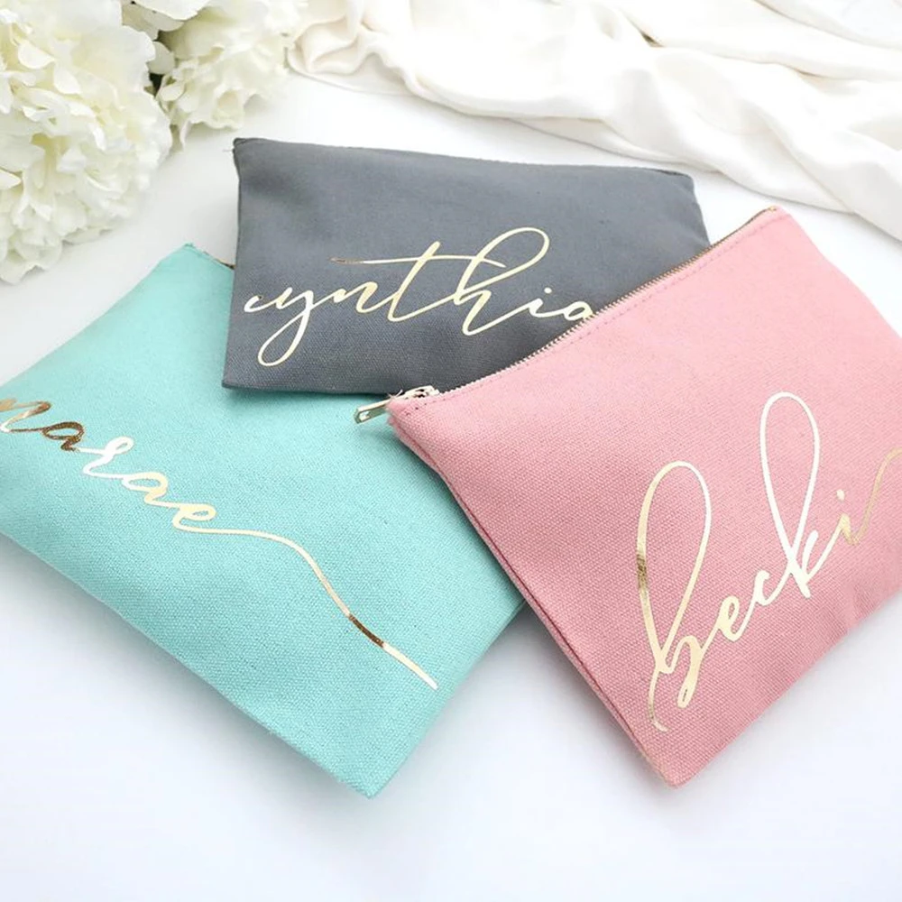 Personalize Any Name Monogram Makeup Cosmetic Bag Cursive Script Custom Name Cosmetic Bag Best Friend Gift Bridesmaid Gifts Party Favors Aliexpress