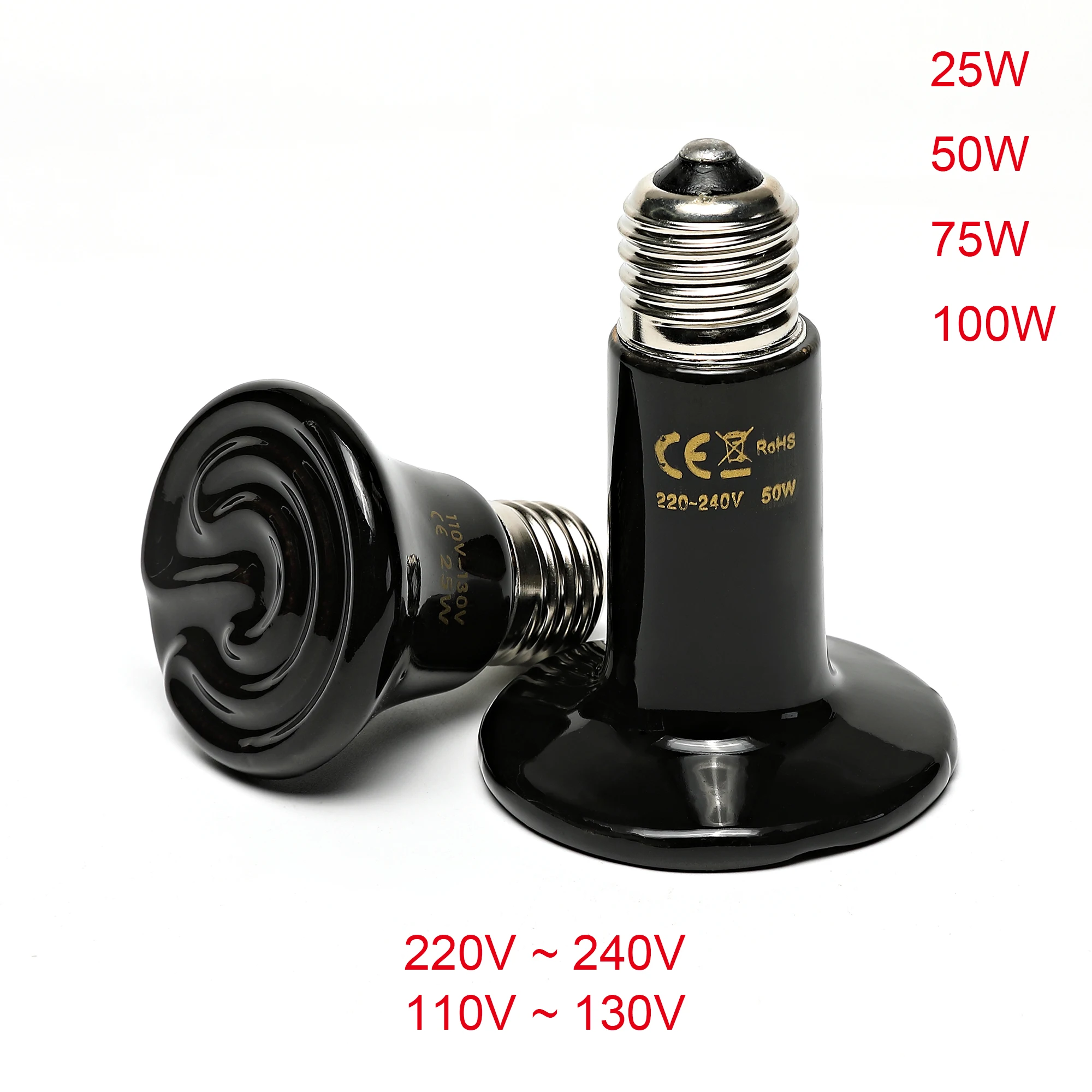 Mini Pet Reptile Infrared Ceramic Heating Lamp 110V 220V Heat Emitter Light Bulb 25W 50W 75W 100W | Дом и сад