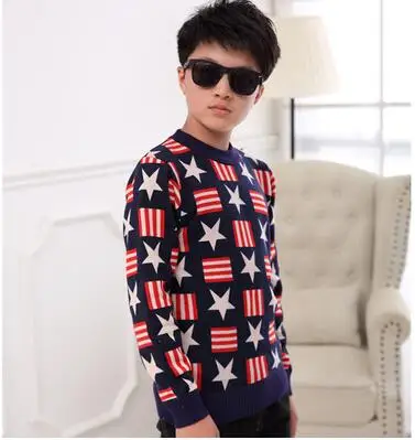 MY07 thin sweater Зимняя детская одежда свитера для мальчиков Повседневные вязаные свитера для мальчиков с воротником-стойкой из плотного флиса и хлопка - Цвет: MY07 thin sweater