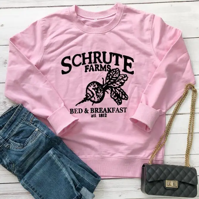 Толстовки Schrute Farms, повседневные пуловеры с принтом, больше размера d, худи готического размера плюс, женская одежда Harajuku, японская