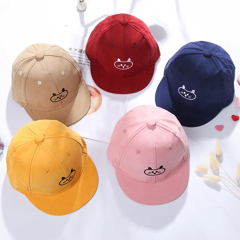 

Korean-style New Style Autumn And Winter CHILDREN'S Hat Cartoon Embroidered Cat Hip Hop Hat Baby Suede Trend Baseball Cap