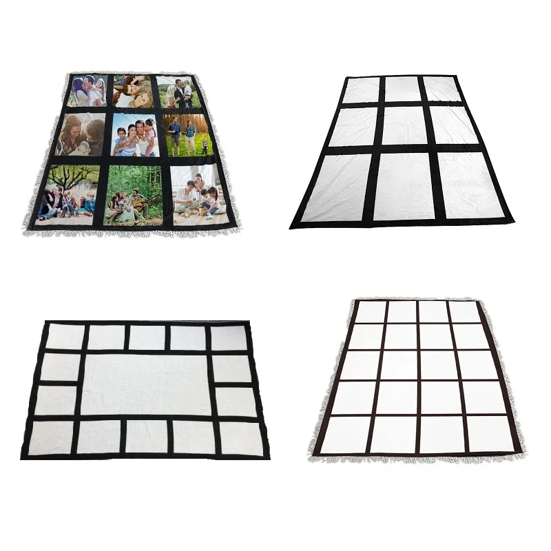 

Blank Sublimation Blanket Sublimated 9 and 15 Square Grid Checkered Panels Flannel Blankets Heat Thermal Transfer Warm Cover