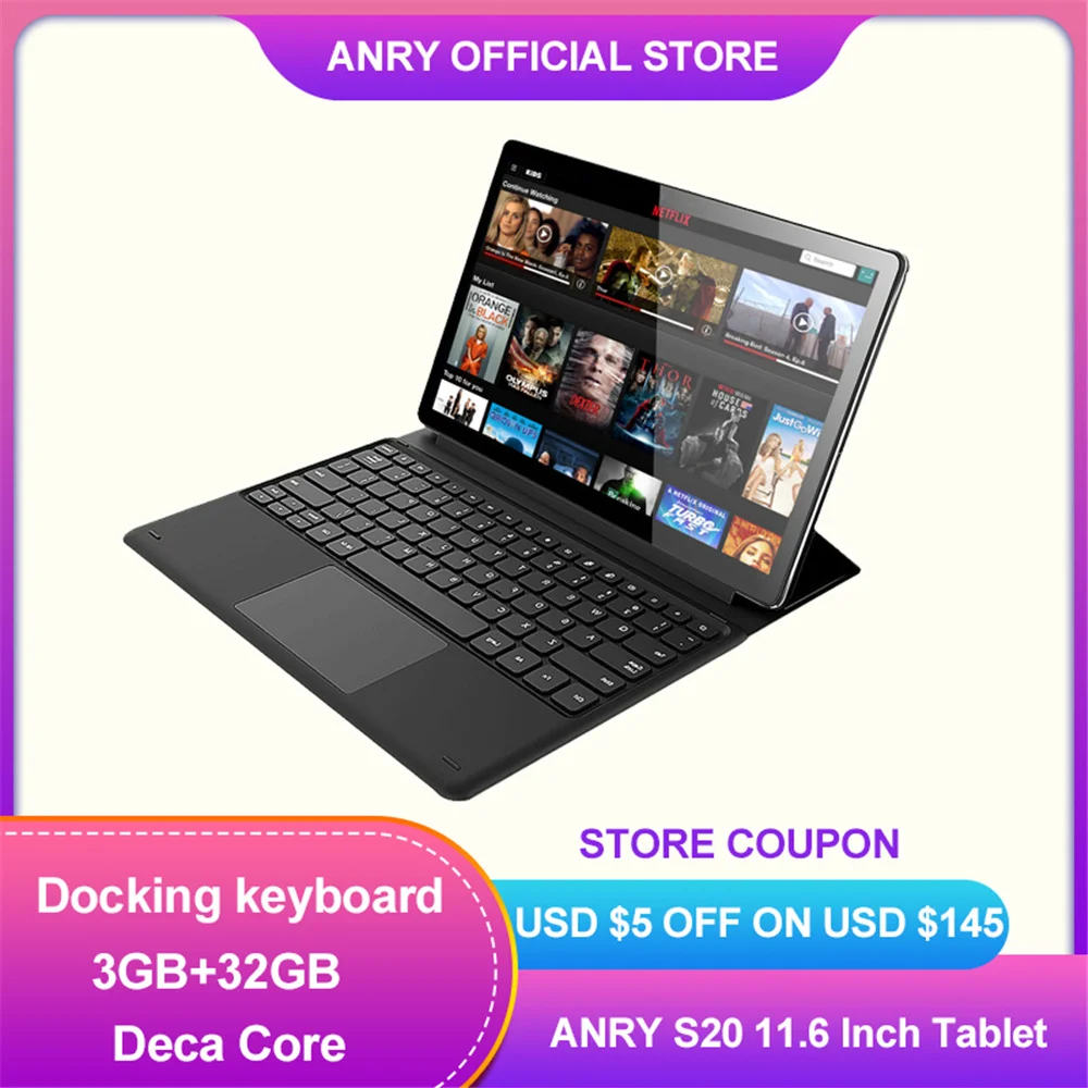 ANRY 2 en 1 4G de la tableta de la llamada de teléfono 11,6 pulgadas Deca Core Android 8,1 MTK6797T X25 8000mAh Dual Sim IPS 1920*1080 tipo-C Wifi Tablet