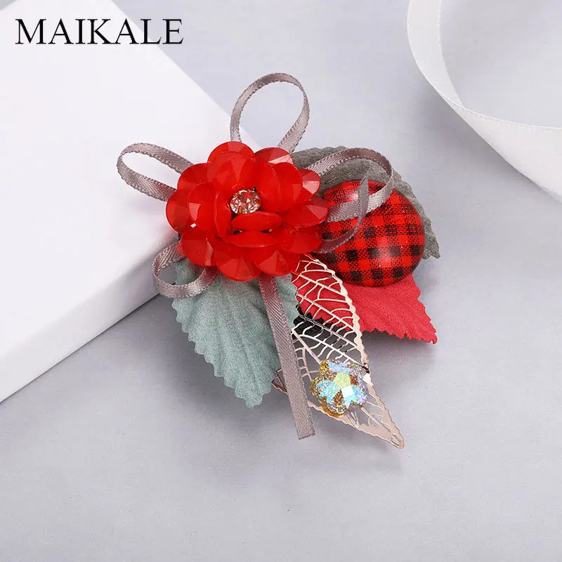 MAIKALE Корейская акриловая Цветочная Брошь на булавке Художественная ткань цветы лист Броши Для Женская бутоньерка шаль для девочек подвесные аксессуары для сумок