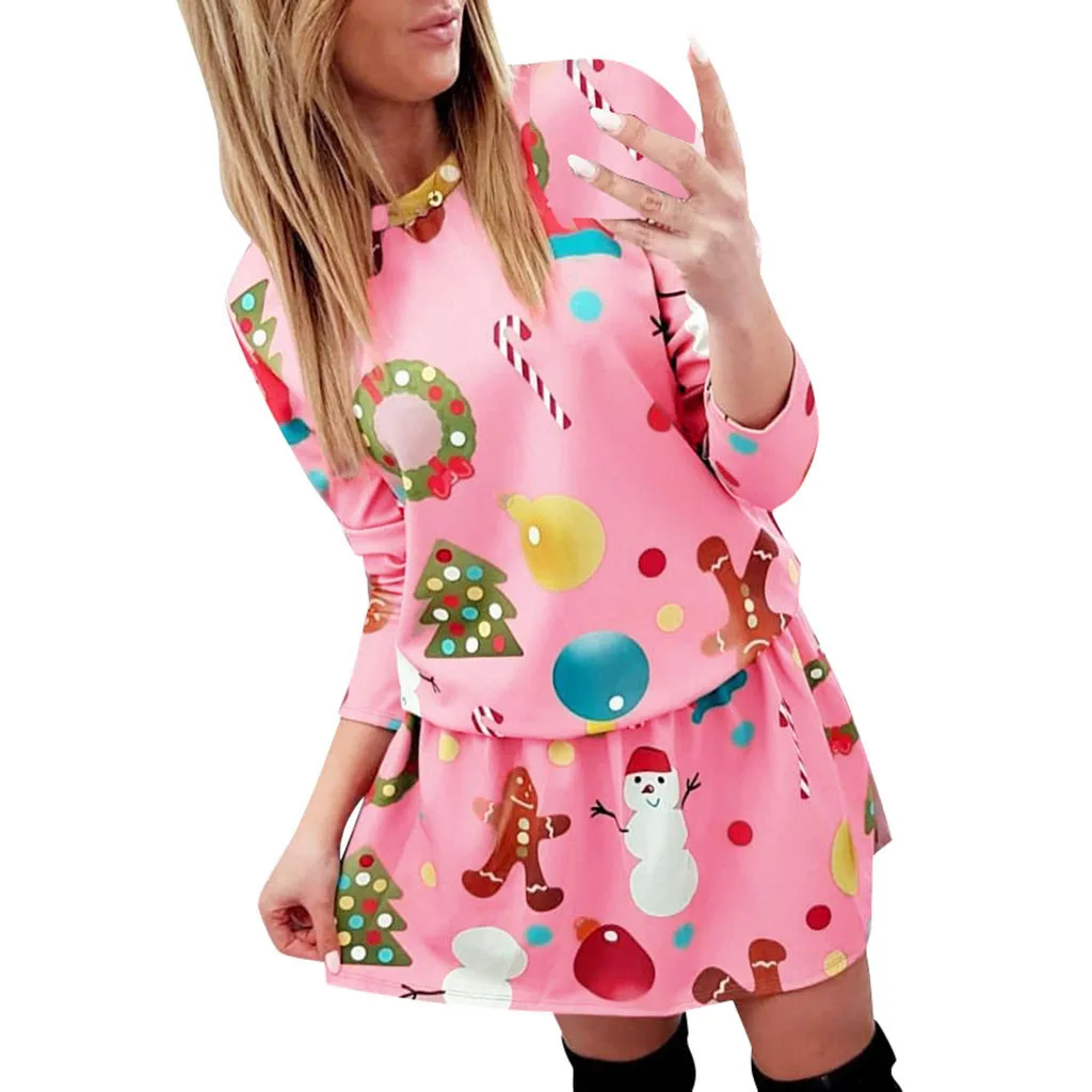 Vestidos 2019 весенне осеннее Новое модное рождественское платье с круглым вырезом и