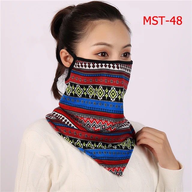 2021 Winter Face Mask Scarf Women Ring Neck Scarves Foulard Cotton Feeling Warm Fashion Print Men Outdoor Sport Unisex Bandana MST-48