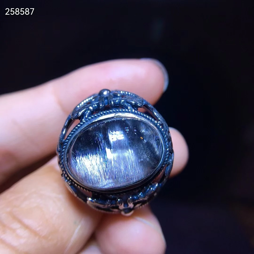 Натуральный брукита Серебро Рутиловый Кварц регулируемое кольцо в форме капли