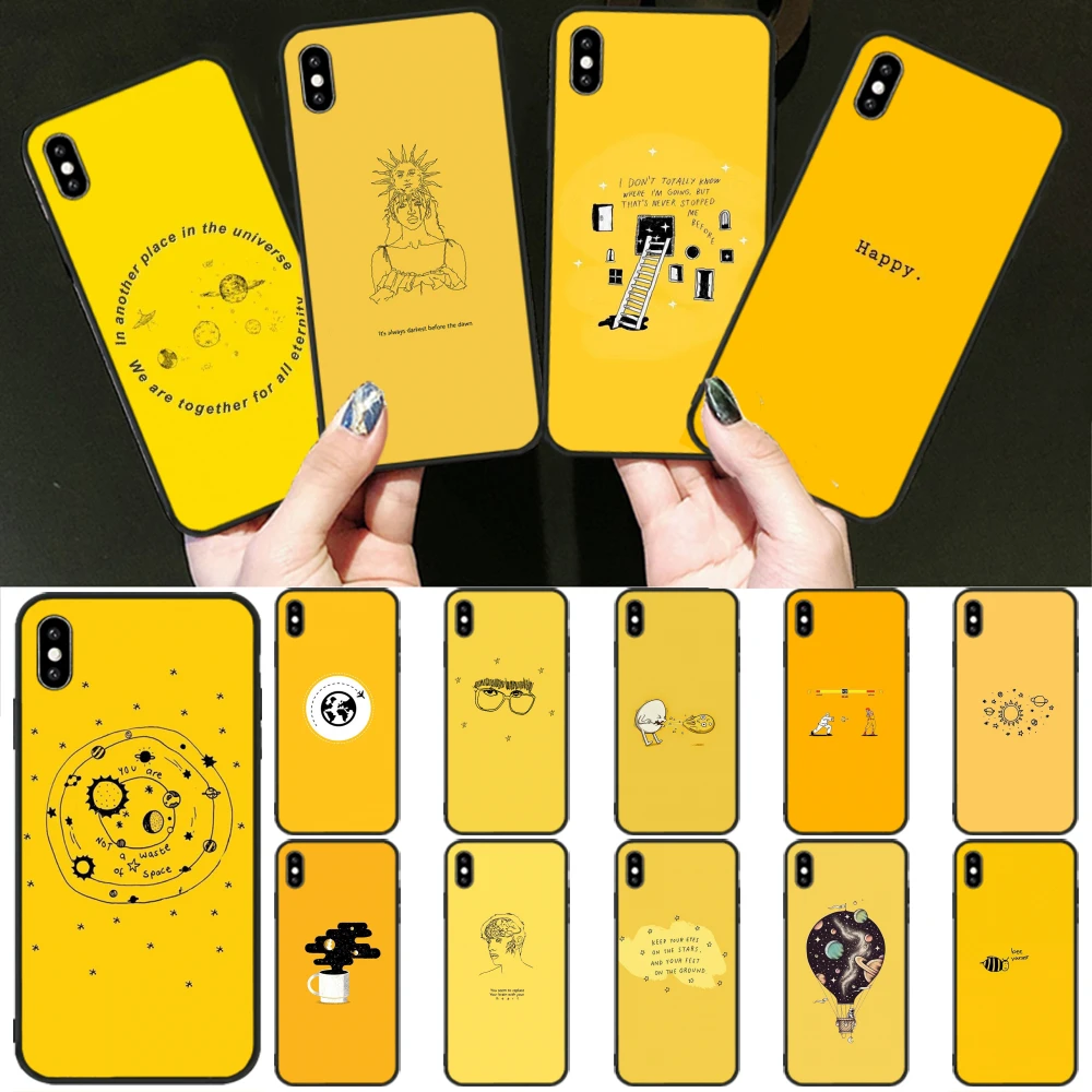 Viviana Yellow Aesthetic Art Pretty Black Soft Shell Phone Case Capa For Iphone 11 Pro Xs Max 8 7 6 6s Plus X 5 5s Se Xr Cover Half Wrapped Cases Aliexpress