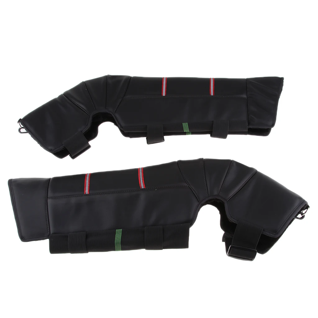 1 Pair Knee Protector Motorcycle Leather Knee Pads Plush Thickening Windproof Waterproof Winter Warm Leg Protector Unisex