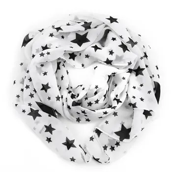 

Women's Black White Stars Scarf Chiffon Scarf Large Shawl Soft Comfortable Fashion All Seasons Necessity Scarves