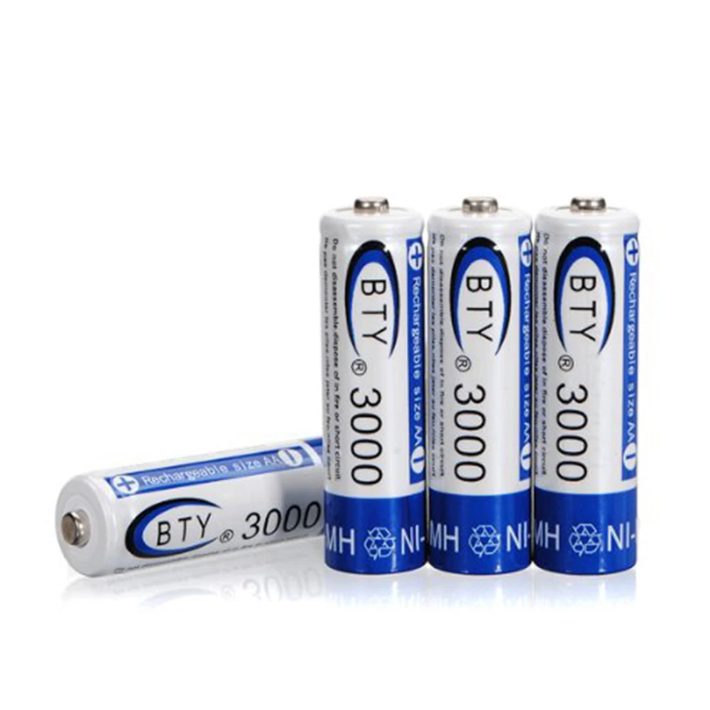 

12pcs/Lot BTY AA LR06 Battery 3000mAh 1.2V NI-MH Rechargeable Batteries For Remote Control Electronic
