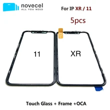 Novecel – verre de qualité A + pour iPhone XR 11, 5 pièces/lot, lentille décran extérieur avant avec cadre, OCA, pièces de rechange 