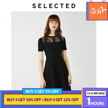 

SELECTED Women's Slim Fit Lace Stitching Cut-outs A--lined Dress S|419346514