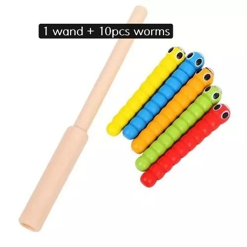 Hot Sale Baby Wooden Toys 3D Puzzle Early Childhood Educational Toys Catch Worm Game Color Cognitive Magnetic Strawberry Apple 17