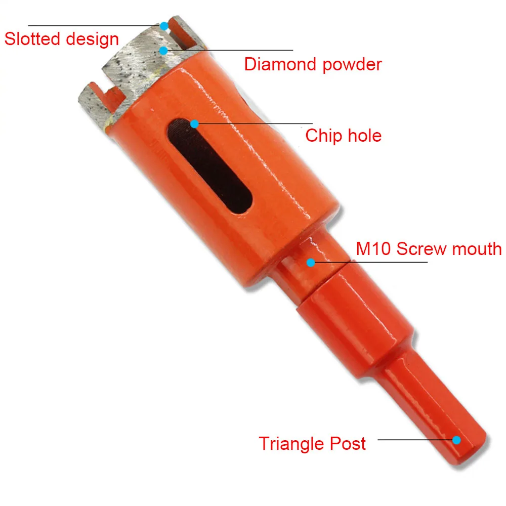 Алмазная буровая пила, сверло с сердечником M10, угловая шлифовальная машина, открывалка для отверстий для мрамора, гранита, кирпича, керамической плитки, бетона, сверления
