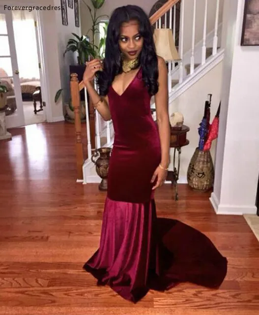 red velvet v neck dress