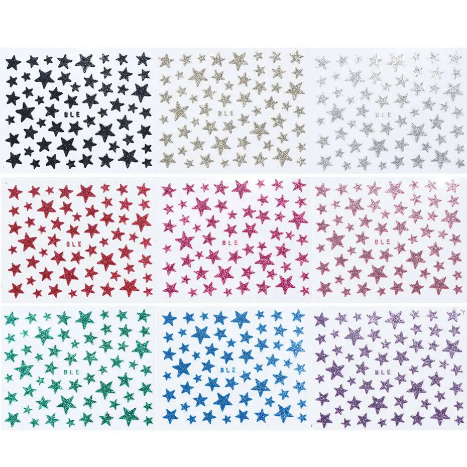 Стикеры 3D на ногти Nail Art Slider Stars Блестящий сверкающий Stickers DIY водные переводные