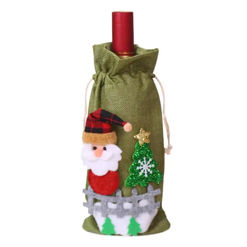Рождественские украшения для дома Санта Клаус крышка бутылки вина снеговик чулок держатели для подарков Рождество Navidad декор год - Цвет: h