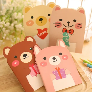 

2020 New Mini Cute Cartoon Journal Diary Notebook with Lined Paper Vintage Bear Notepad Book Kids School Office Pads Stationery