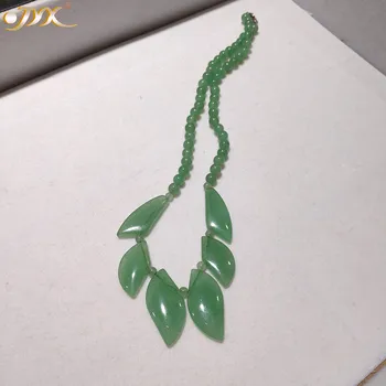 

JYX 2020 New Natural Green Leaf Jade Pendant Nekclace jade necklace sweater chain gift for female
