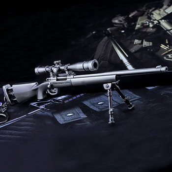

18CM Rifle Model Guns Mini Diecast M24 Alloy PUBG CS GO Weapon Model Military Collect Toys For Children Gifts Keyring