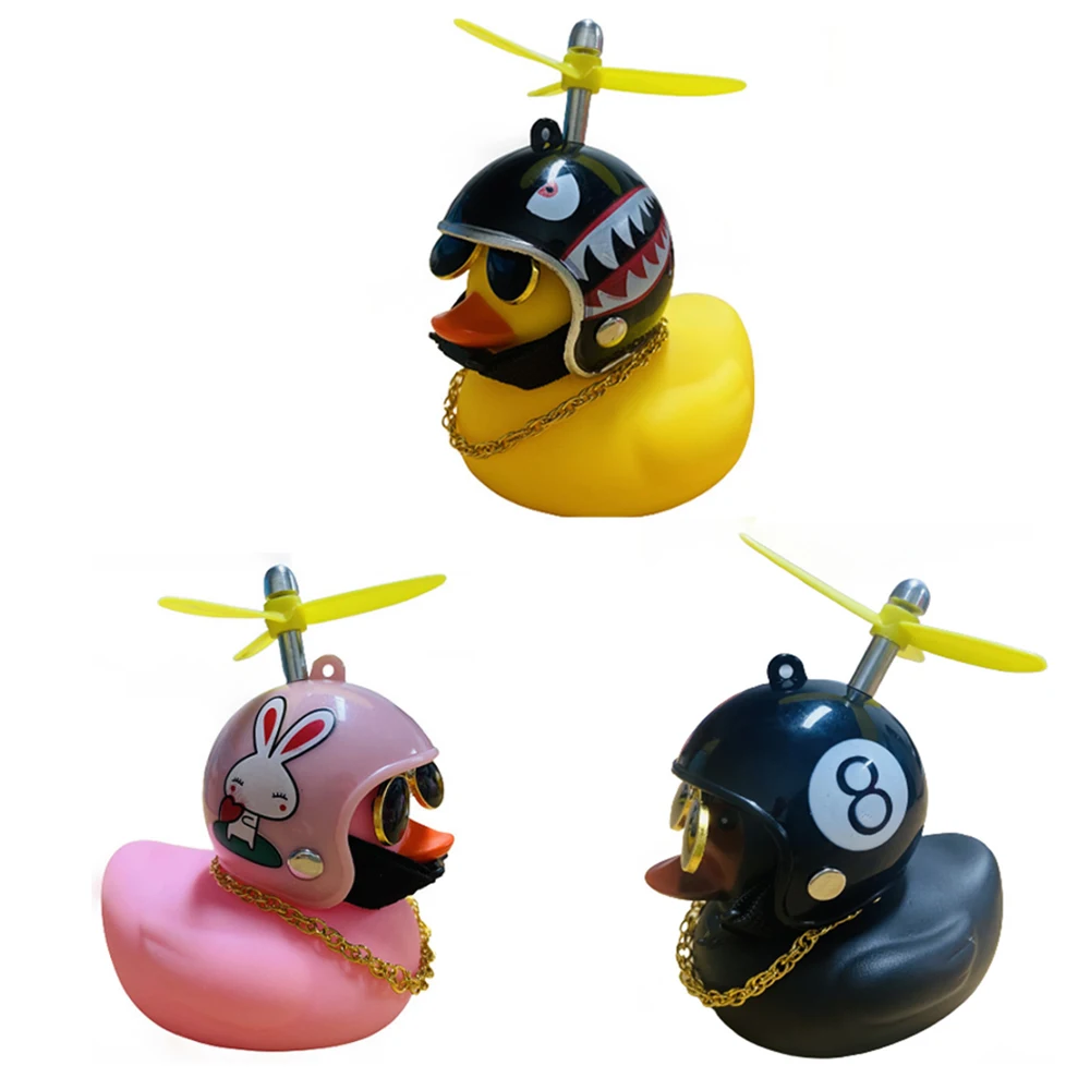 Car Cute Duck with Helmet Broken Wind Small Yellow Duck Bike Motorcycle Helmet Riding Cycling Decor Car Ornaments Accessories