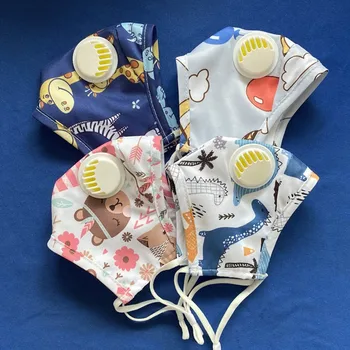 

1 PCS Kid 3D Mask Printing Face Mouth Mask Reusable Anti-dust PM2.5 Children Mask with Breathing Valve for 4-12Y Add 2 Filters