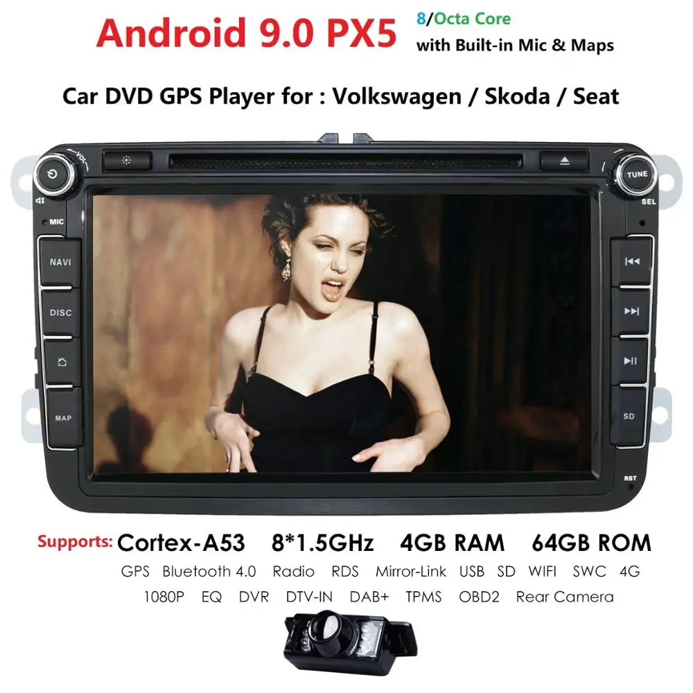 Cheap 2din android9.0 4Gcar dvd for vwpassat b6 b7 golf 5 tiguan polo octavia rapid fabia car multimedia player OctaCore 4GRAM+64GROM 1