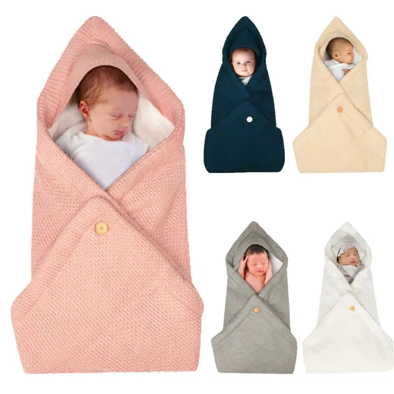Осенне-зимние спальные мешки для новорожденных; утепленные бархатные вязаные пеленальные одеяла; Флисовая теплая прогулочная коляска
