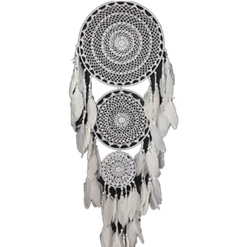 

Extra Large Boho Dream Catcher with 3 Circles White Feather Macrame Hanging for Wedding Home Decorations 127 cm Long