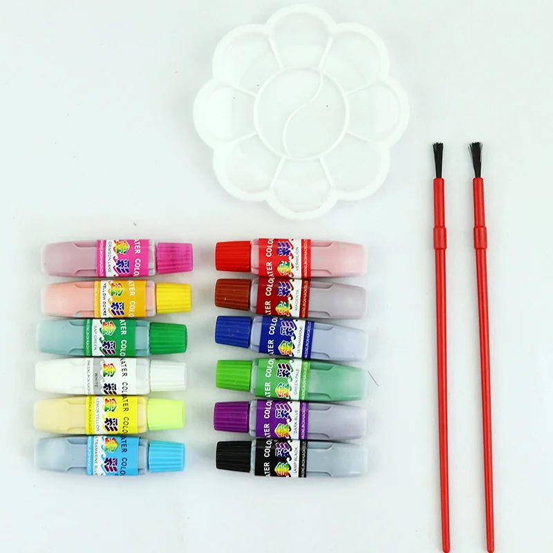 Jincai 12+ 3 DIY гуашь акварельные краски 12 цветов моющиеся краски пигмент с Палитра кистей Нетоксичные Дети граффити краски ing